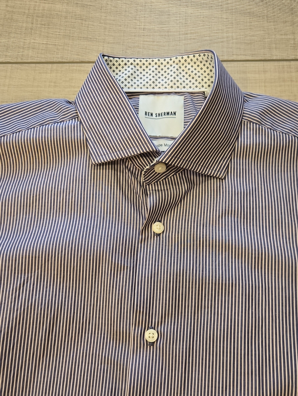 Ben Sherman Purple and White Stripe Dress Shirt